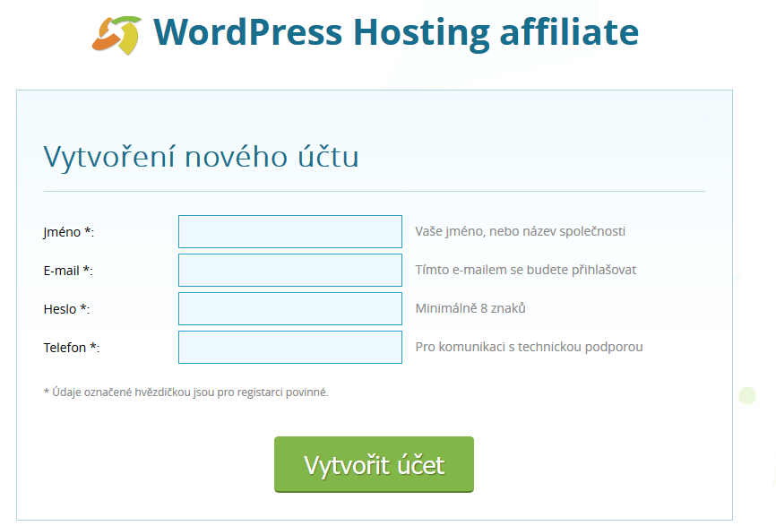 Registrace do affiliate programu