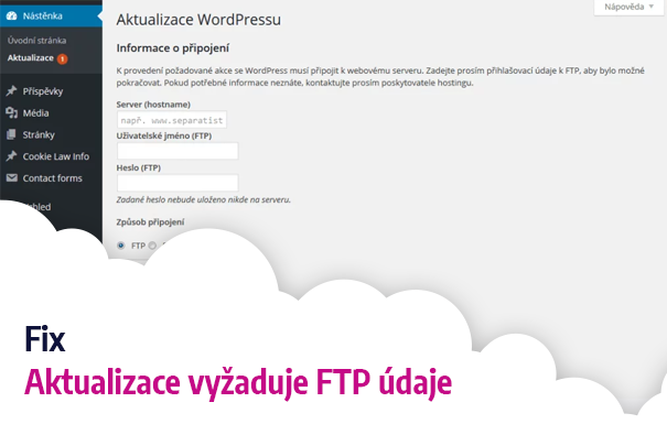 Fix: Aktualizace vyžaduje FTP údaje